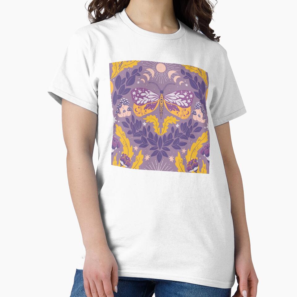 Whimsigoth butterfly florals -  yellow ochre and purple pattern by tanyadistudio