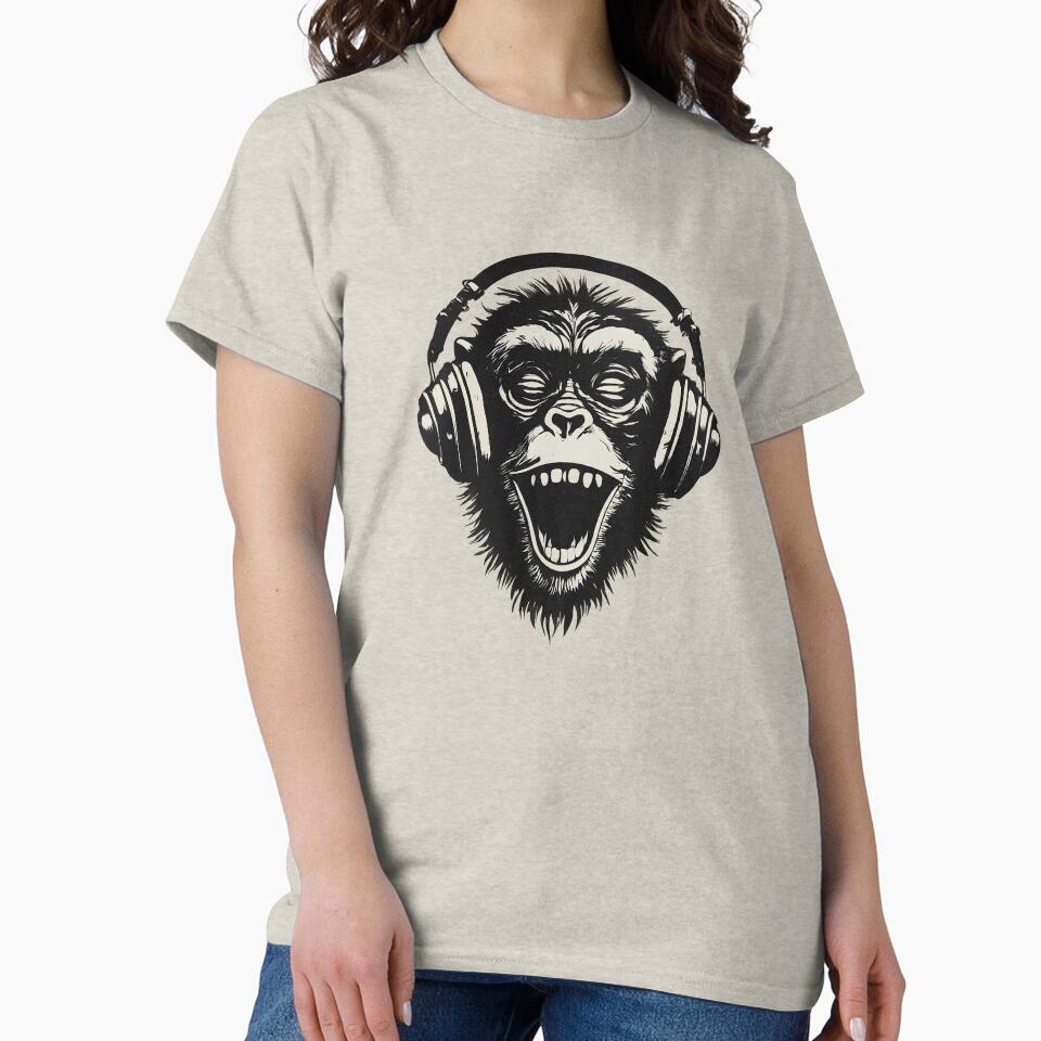 Banksy DJ Monkey Thinker with Headphones by hamishby