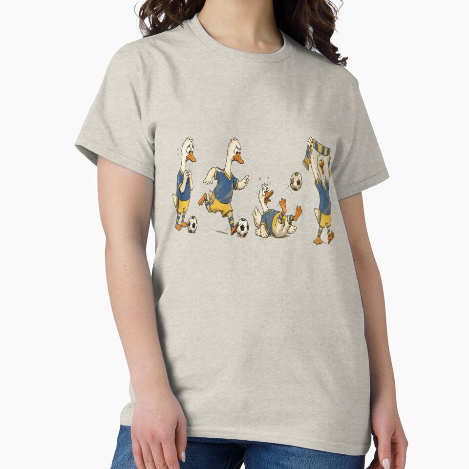 Four Soccer Geese Vintage Cartoon Penalty Kick by POD DYNASTY | Original Print On Demand Graphics