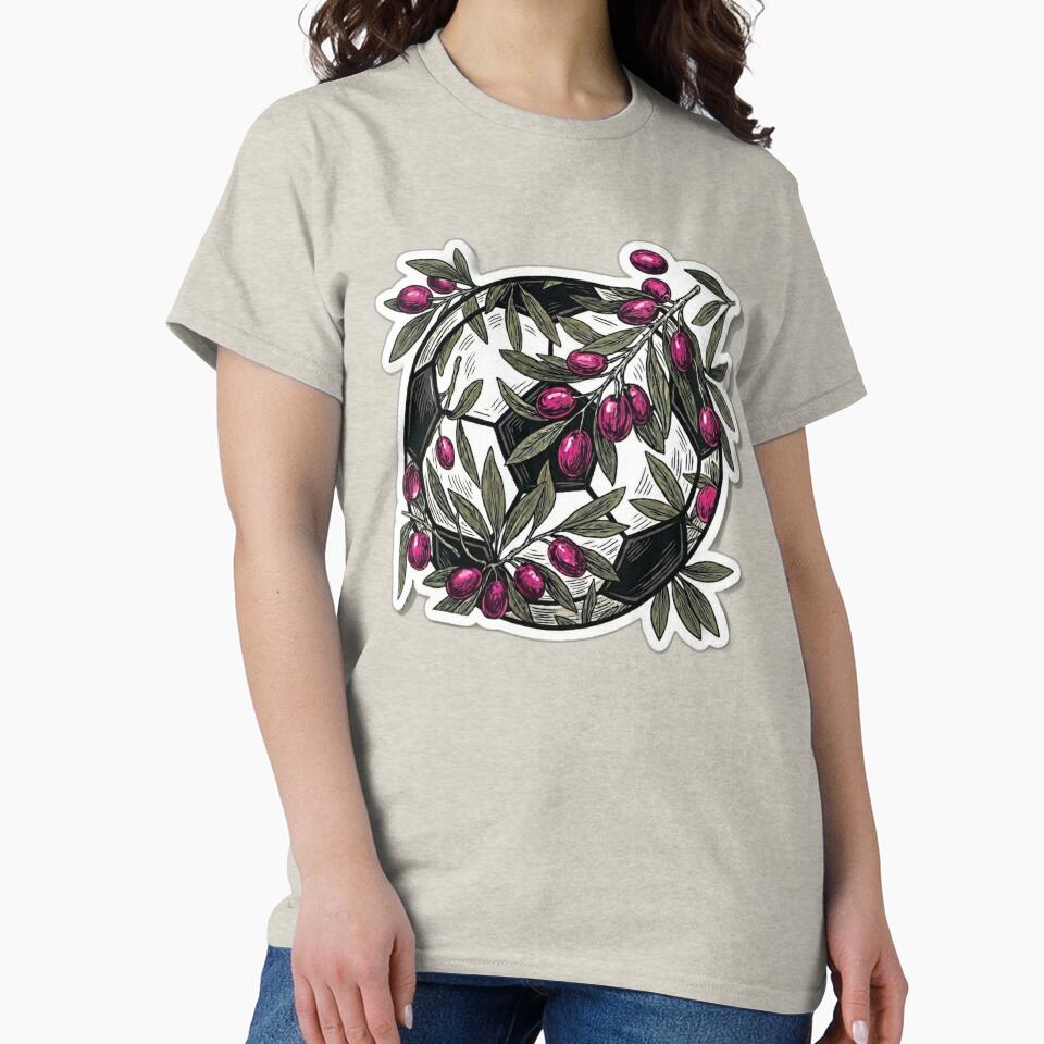 Retro 90s Football Olive Tree Branch Pink Soccer 2026 Aesthetic by Fatomfatom Unisex , , , Long Sleeve Tee