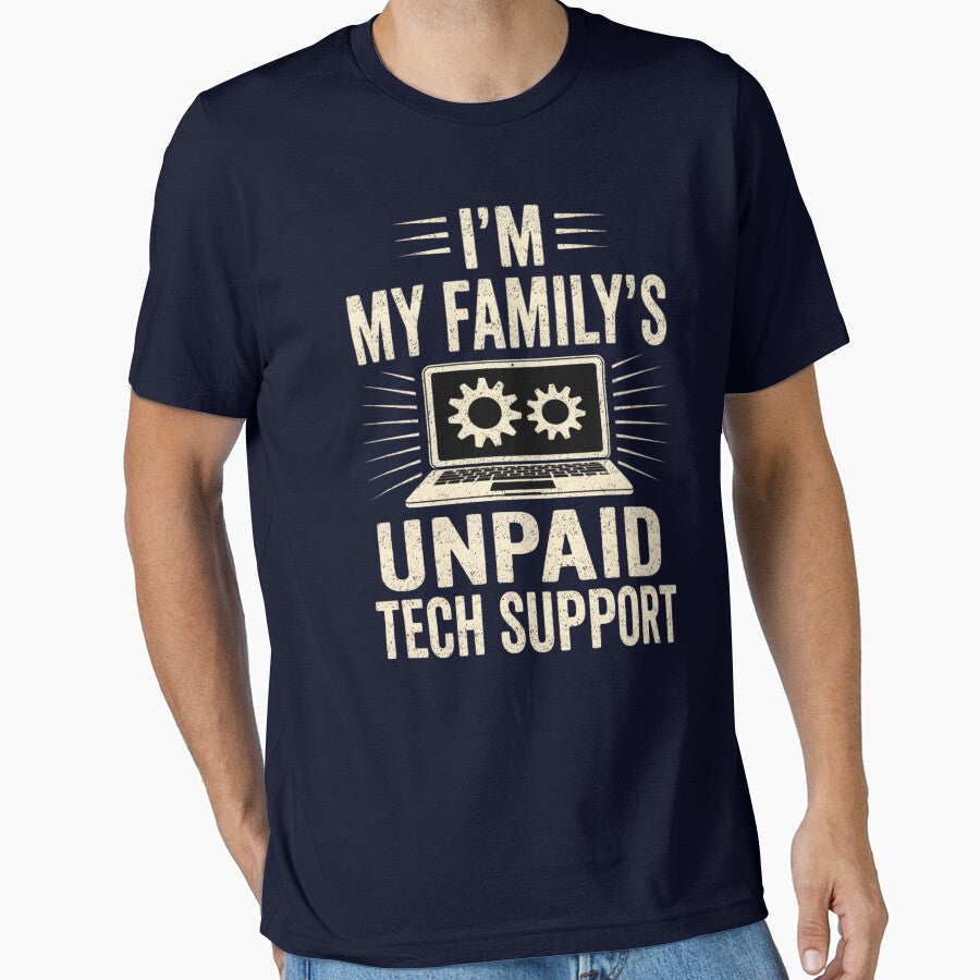 Funny Unpaid Family Tech Support Design by FreshVibe Prints