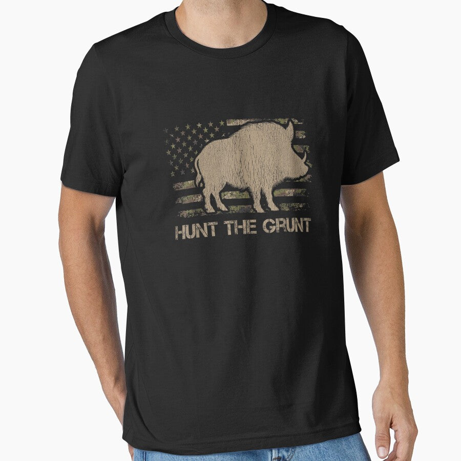 Hog Hunting Hunt The Grunt American Flag by goombi-creative
