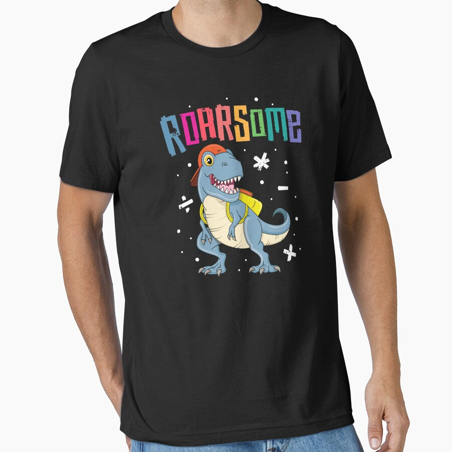 Roarsome T Rex Back to School T-Shirt Kids Boys Dinosaur by 14thFloor