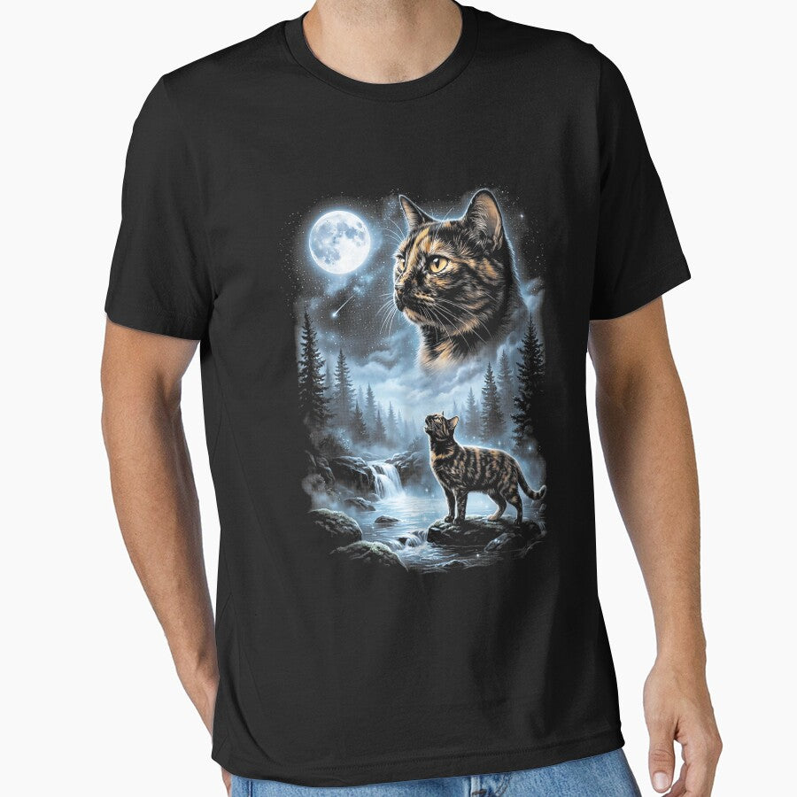 Tortoiseshell Cat Howling At The Moon 90s Retro Vintage by studiopekepeke