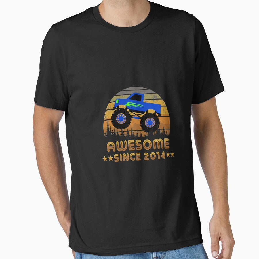 Awesome Since 2014 6th Birthday Monster Truck Gift Long Sleeve by politevann Unisex , , , Long Sleeve Tee