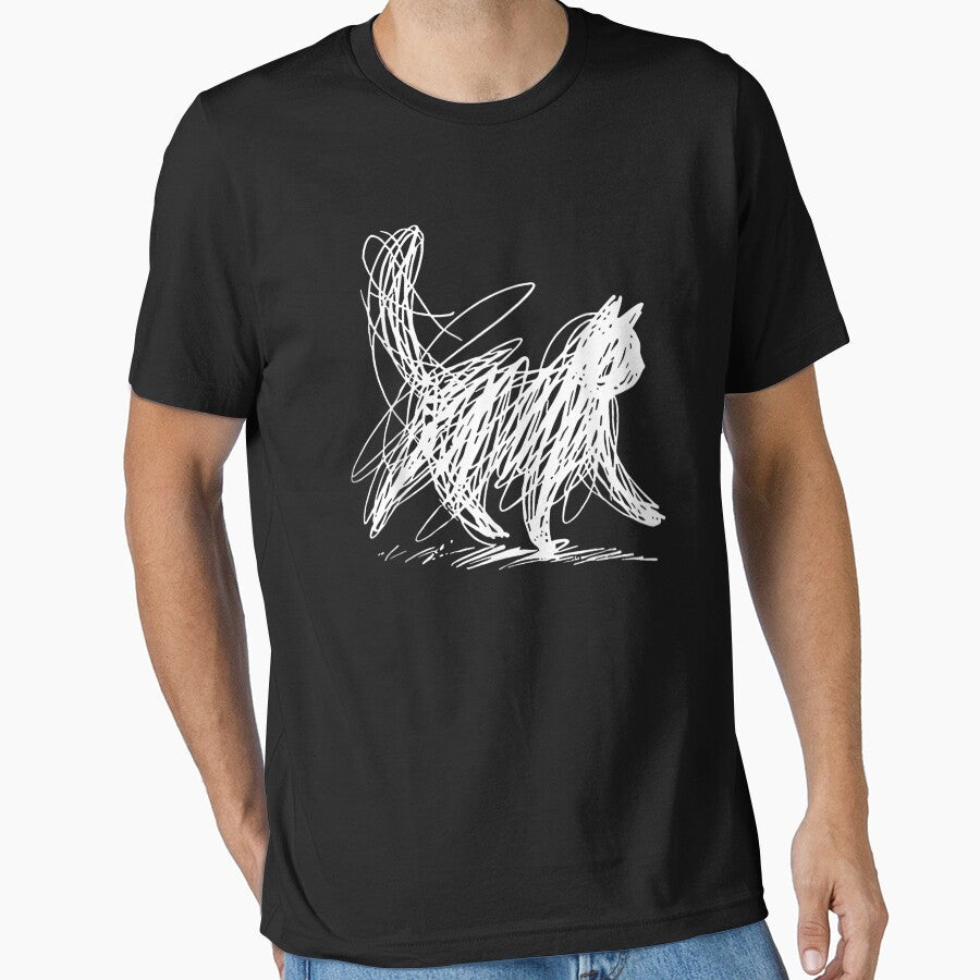 Scribble Cat Minimal Line Art Japanese by tarikusa02