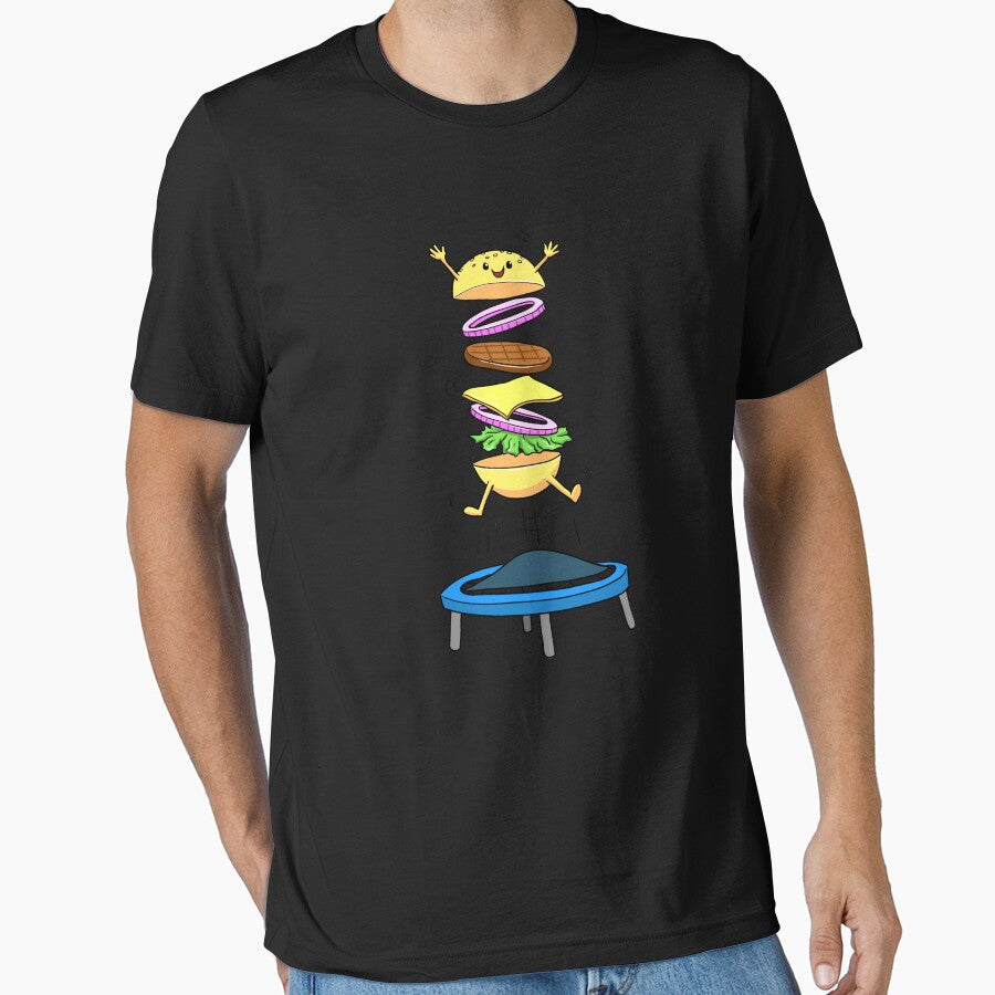 Cute Foodie Food Lover Burger Fast Food Lover Trampoline Jumping Gymnastics Jump Gymnast by VollLaser