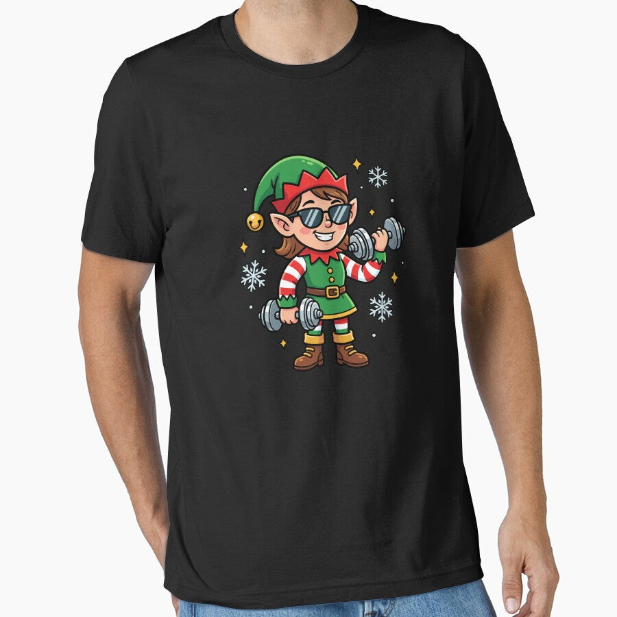 Christmas Elf Weightlifter Gym Women's Funny Workout Gear by DynamicDesign