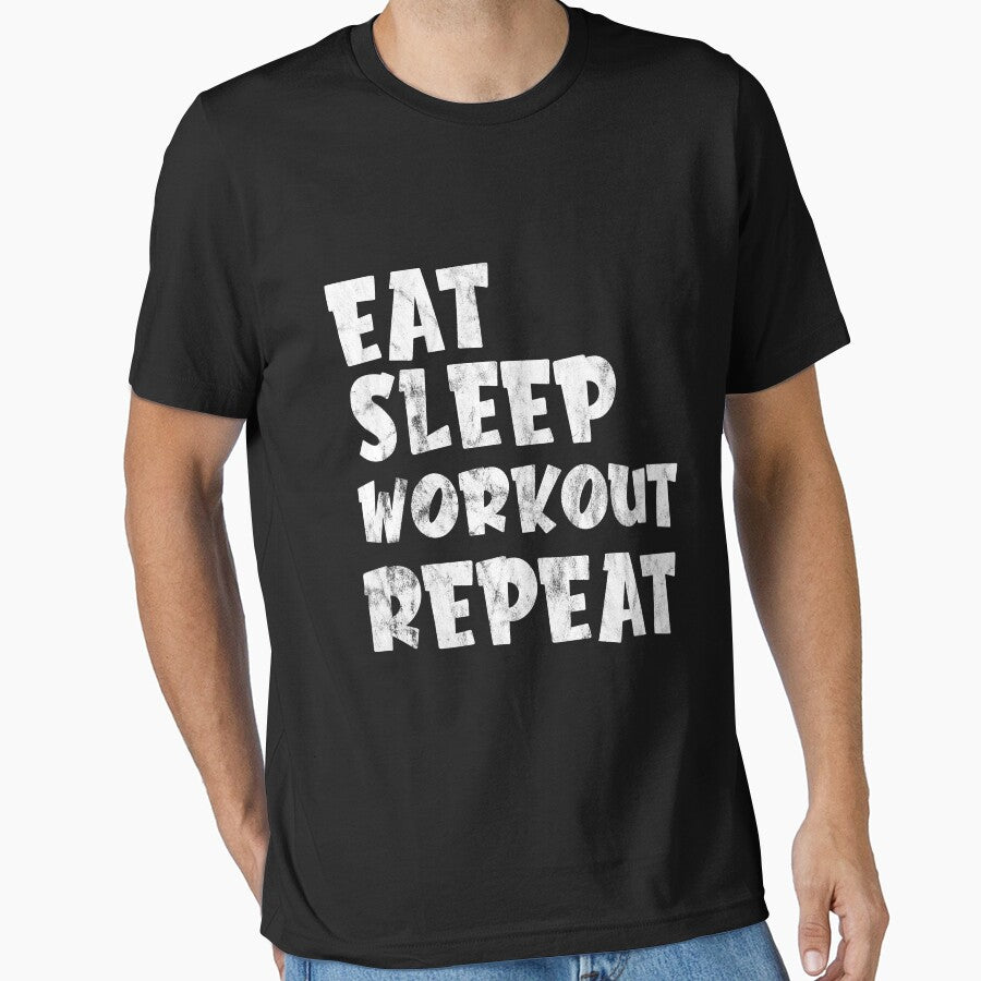Eat Sleep Workout Repeat Funny Work Out Gym Man Women by ACHRAF877