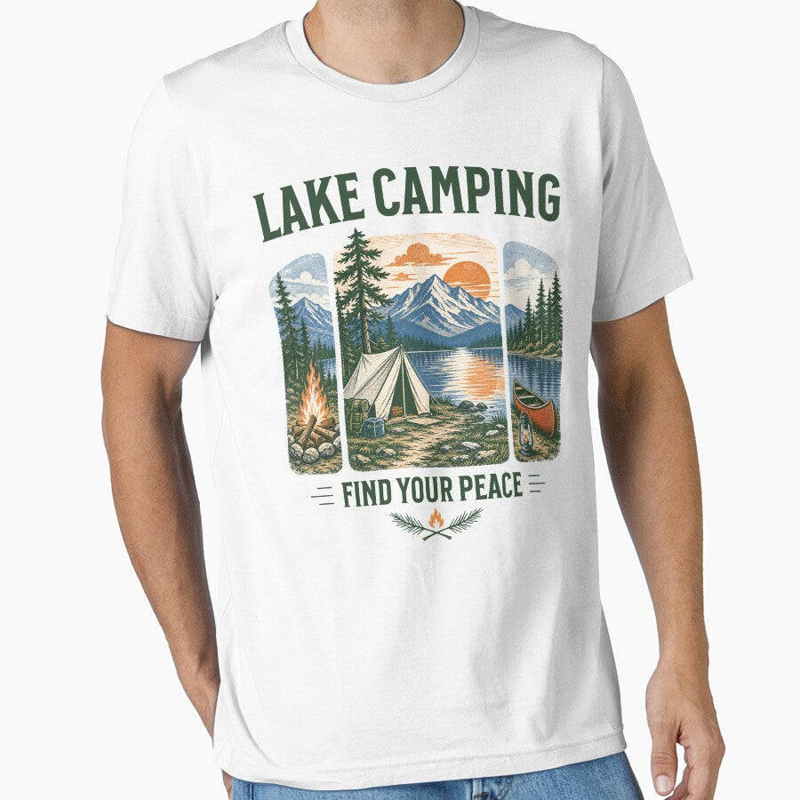 Lake Camping Find Your Peace Adventure Design by TeeVerse27