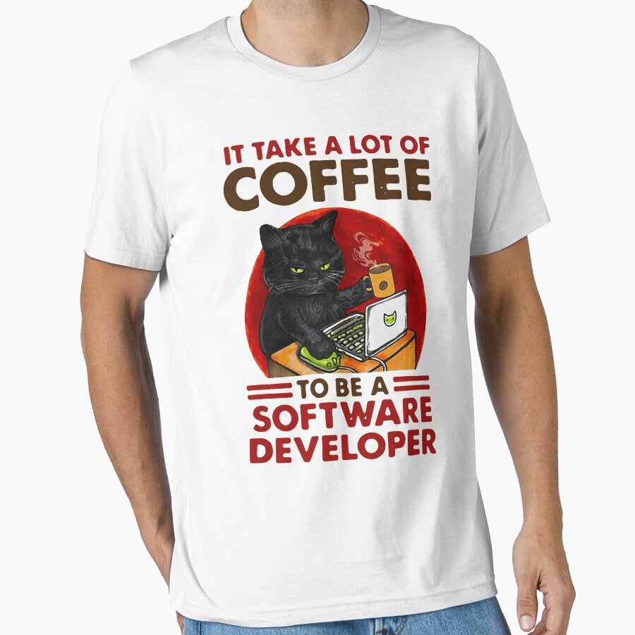 BLACK CAT DRINK COFFEE IT TAKE A LOT OF COFFEE TO BE A SOFT DEVELOPER SHIRT1 by NormaEng