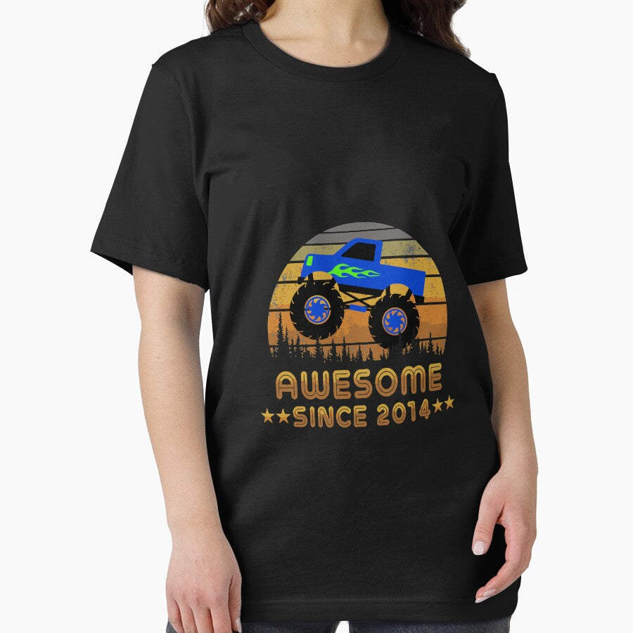 Awesome Since 2014 6th Birthday Monster Truck Gift Long Sleeve by politevann Unisex , , , Long Sleeve Tee