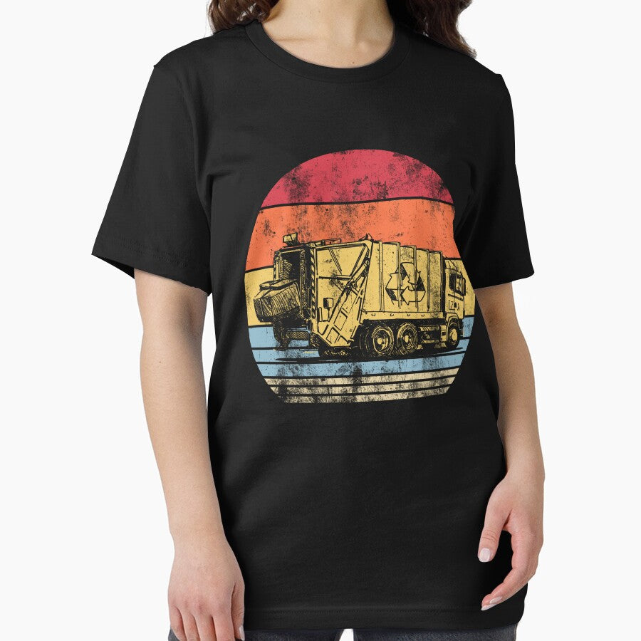 Retro Recycling Trash Garbage Truck Sunset Old School by Stephen-Rotter