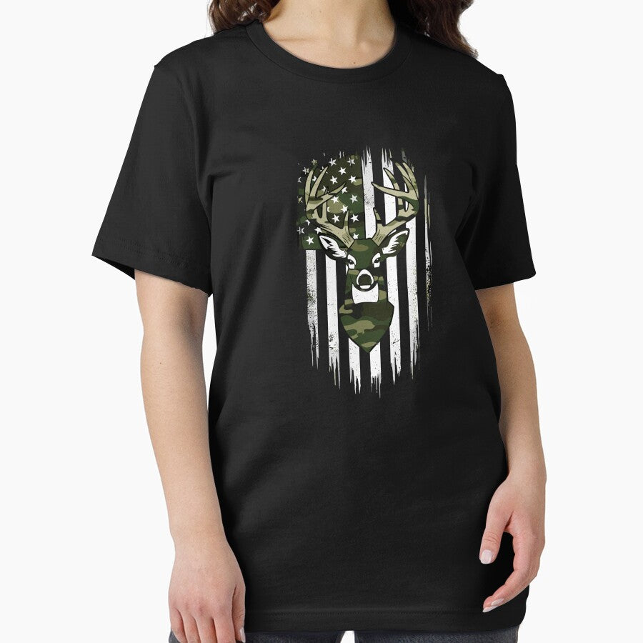 Distressed American Flag Whitetail Deer Hunter Outdoorsman by PopStars1993