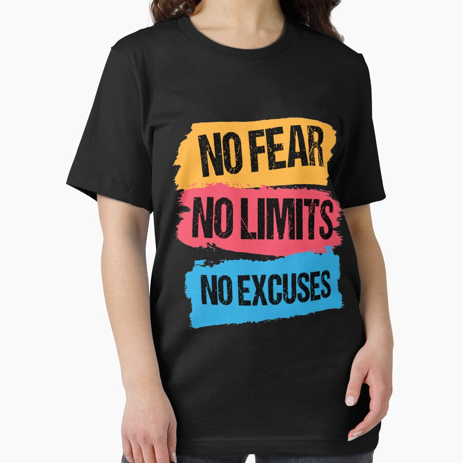 Motivational Tee Shirt ,No Fear No Limits No Excuses,Body Workout by Red Line