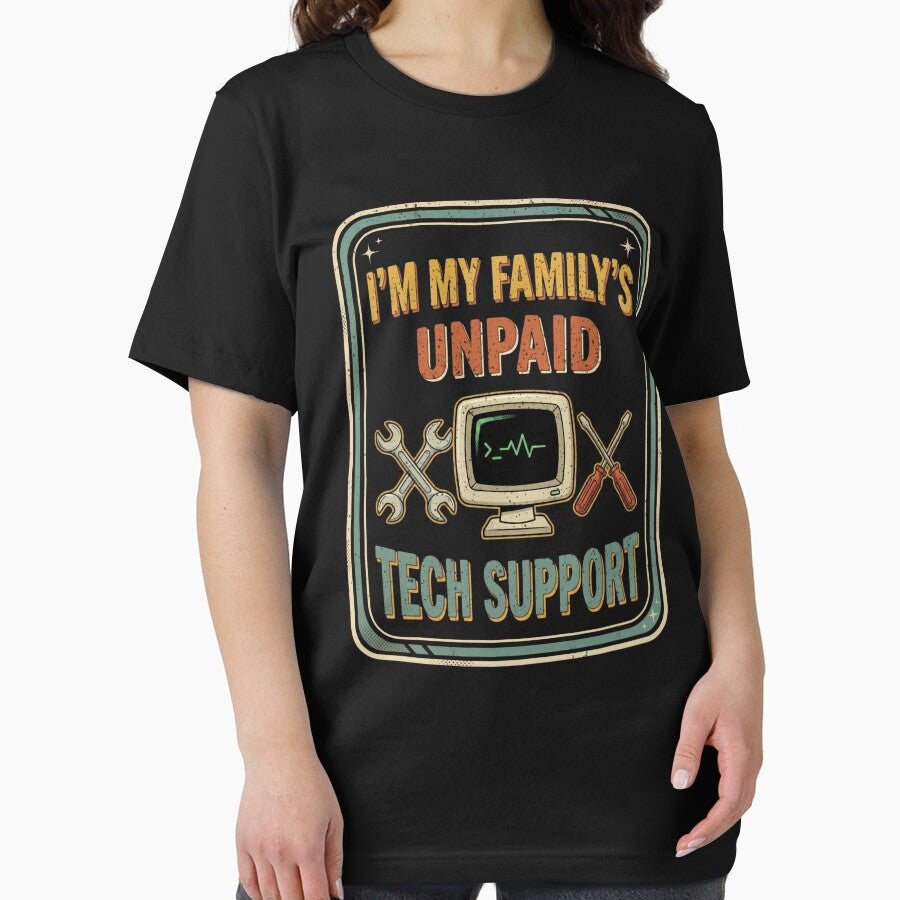 Unpaid Family Tech Support Retro Computer Design by FreshVibe Prints