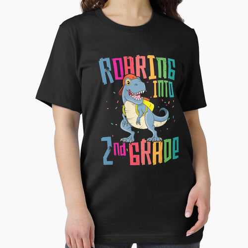 2nd Grade T Rex Roaring Back to School T-Shirt Dinosaur Boy by 14thFloor