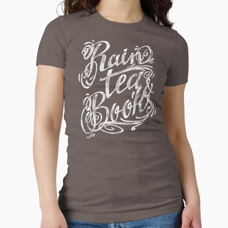 Rain, Tea, Books - white lettering only- by medusadollmaker