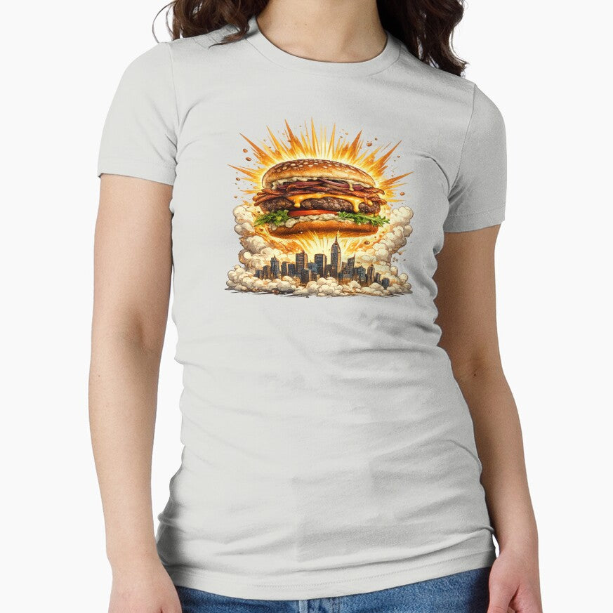 Burger Apocalypse NYC: Mushroom Cloud Explosion Skyline Comedy Extreme by irfanshikh