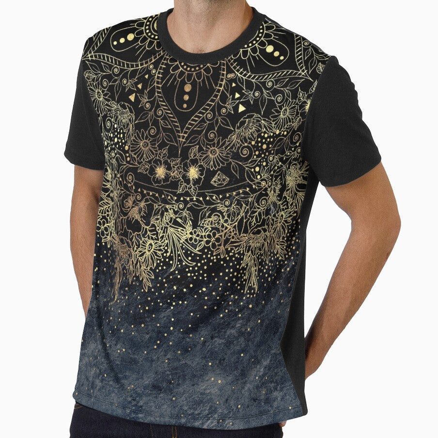 Blue Gold Mandala Floral by InovArtS