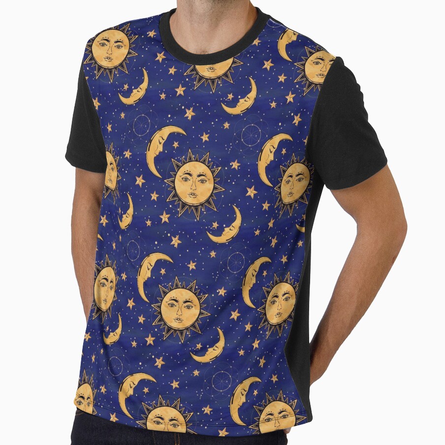 Vintage moon and sun stars celestial by Abigail Jacques