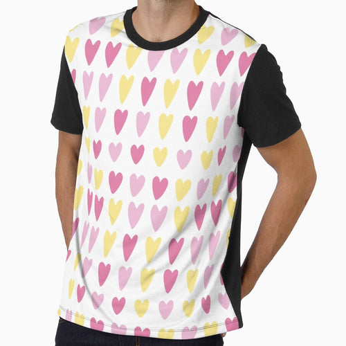 90s 2000s y2k cute heart pattern hot pink yellow pastel by blomastudios