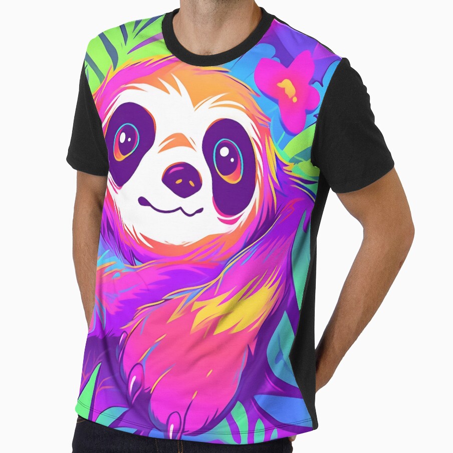 Y2K Aesthetic - Rainbow Relaxation Sloth by Cosmic-Canvases