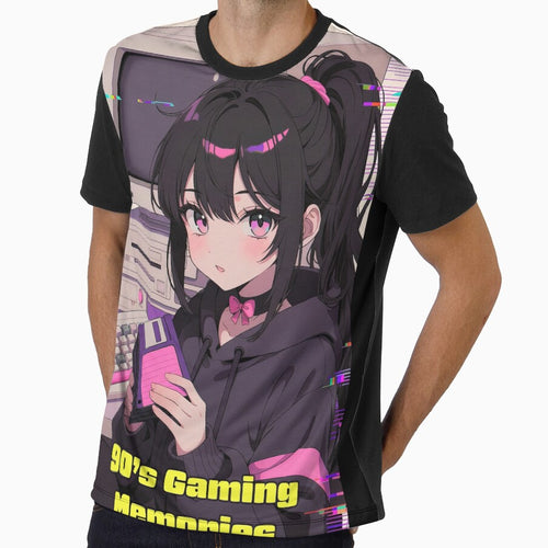 90s Gaming Memories Anime Girl Retro Computer | Nostalgia Gamer Sticker by Amber Sky Creations