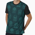 Horizontal Green Moving Head Blueprint Pattern by drTerrens