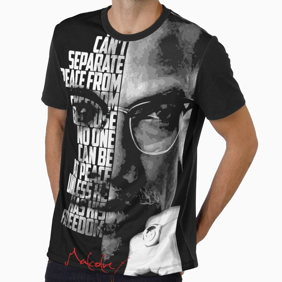 Black and white Malcolm X quote poster by Enea Kelo