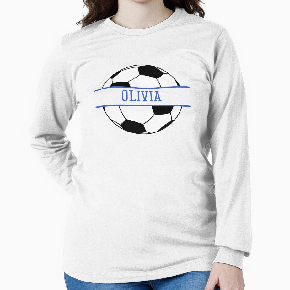 Olivia Personalized Soccer Ball by AtriumHouse Unisex , , , Long Sleeve Tee