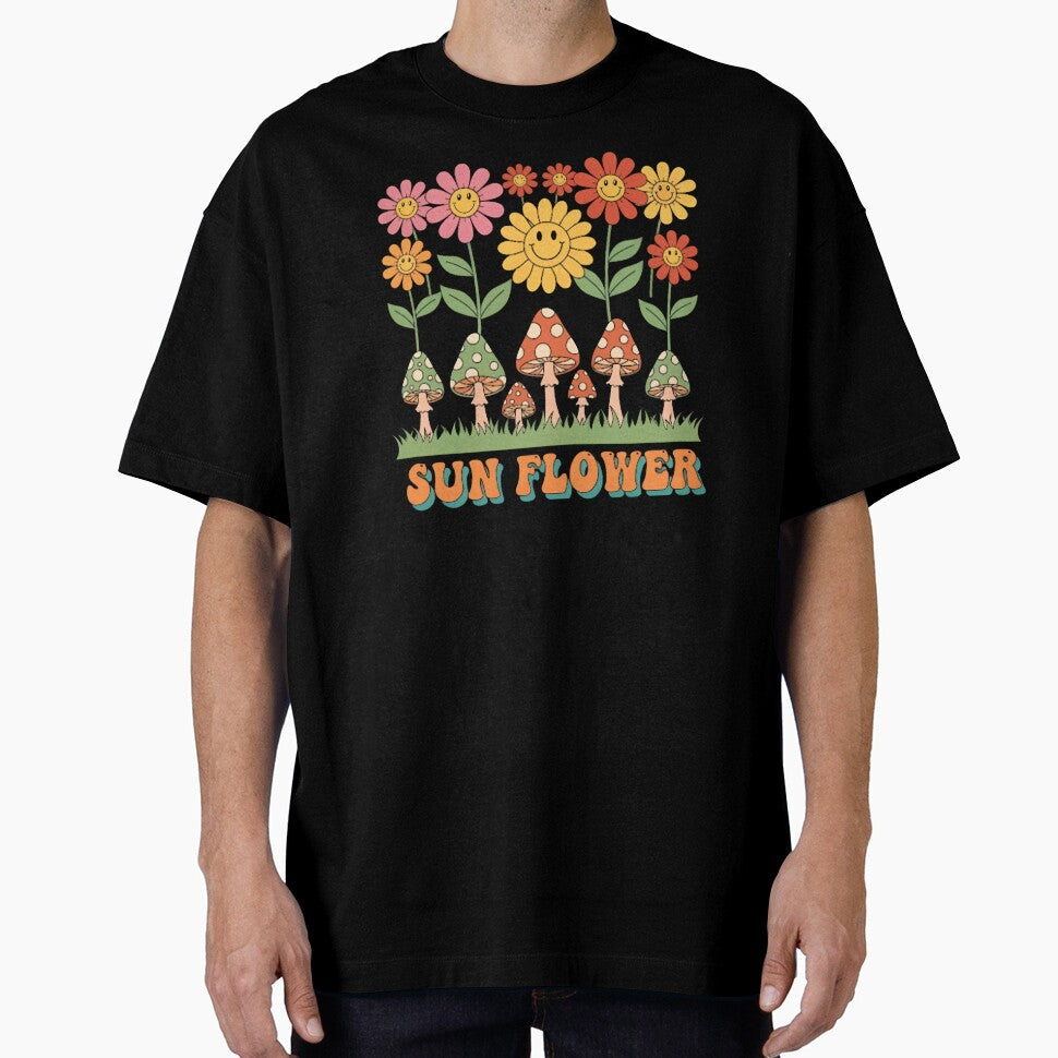 Groovy Smiling Flowers by Linework Studio