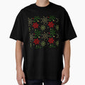 Christmas Snowflakes and Stars Pattern  // Red // Green // Gold by Lavender Mint Graphics