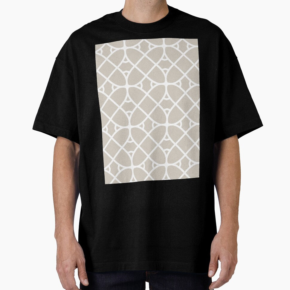 Tan and White Minimal Geometric Shape Pattern Oval Coordinates w/ Dutch Boy 2022 Popular Color Warmed Silver 440-1DB - Colour Trends - Hue by ColorOfTheYears