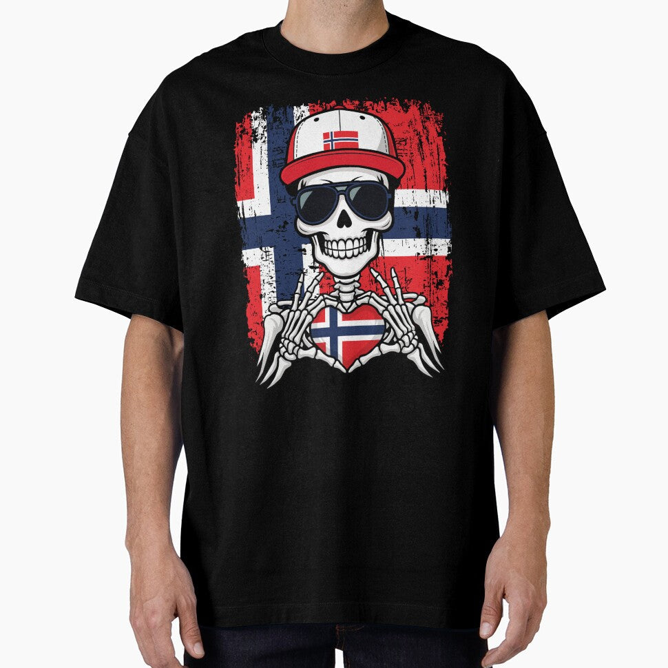 Norwegian Pride Skeleton Art - Norway Football & Viking Spirit Tee by Colorful Designs Unisex , , , Long Sleeve Tee