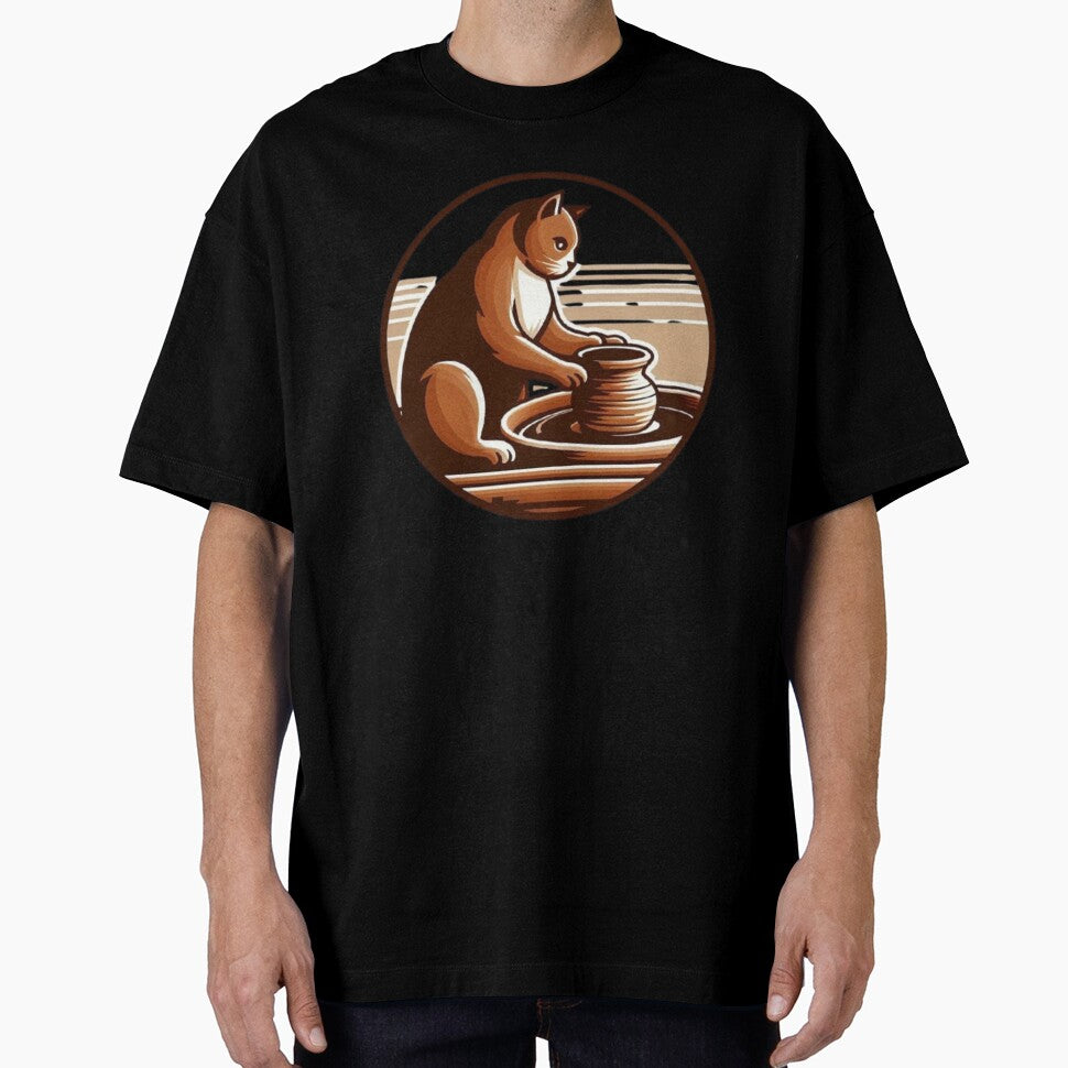 Pottery Cat – Whimsical Ceramic Artist Design by Dogandesighn