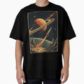 Retro Space Rocket Poster – Vintage Sci-Fi Saturn and Galaxy Illustration by DrizzyV