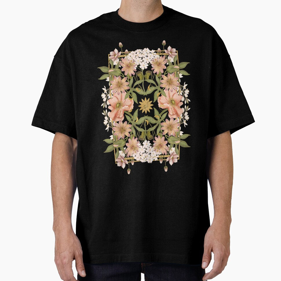 Symmetrical Dark Gothic Sun and Wildflowers Poster by Grin Katalina Floral Patterns & Cozy Art