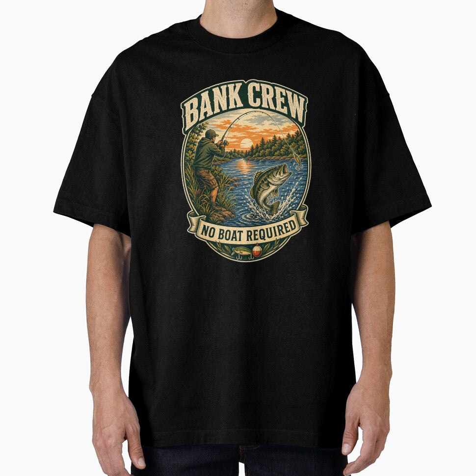 Bank Crew No Boat Required Fishing Badge by Andrew Lomax