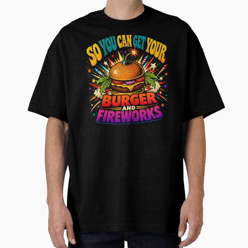 4th Of July Burger Fireworks Comic BBQ Party by chattsuede