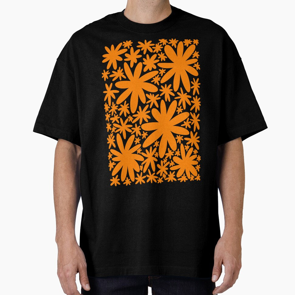 Simple Groovy Retro Flowers Orange by PDMT