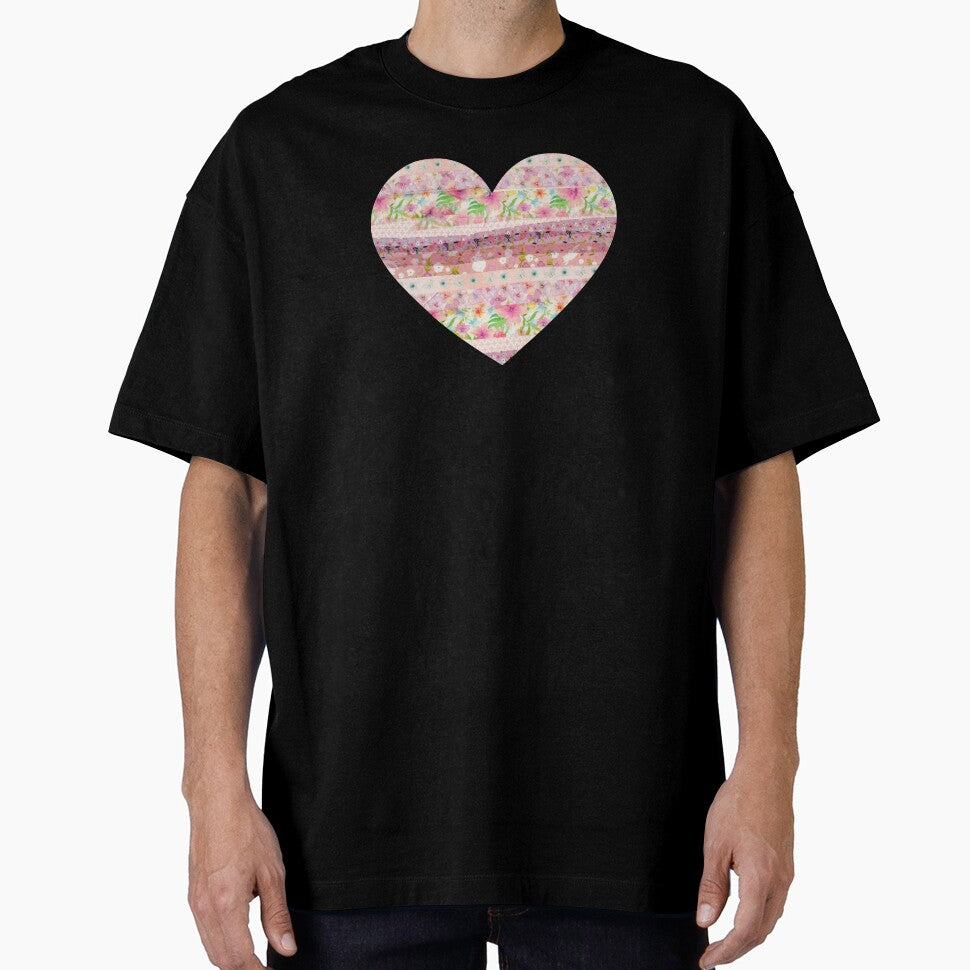 Pink Heart with Flowers and Bunnies by TabbysShop