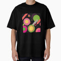 Colorful Circles and Overlapping Stripes on Black Background by SAZA CREATION 13