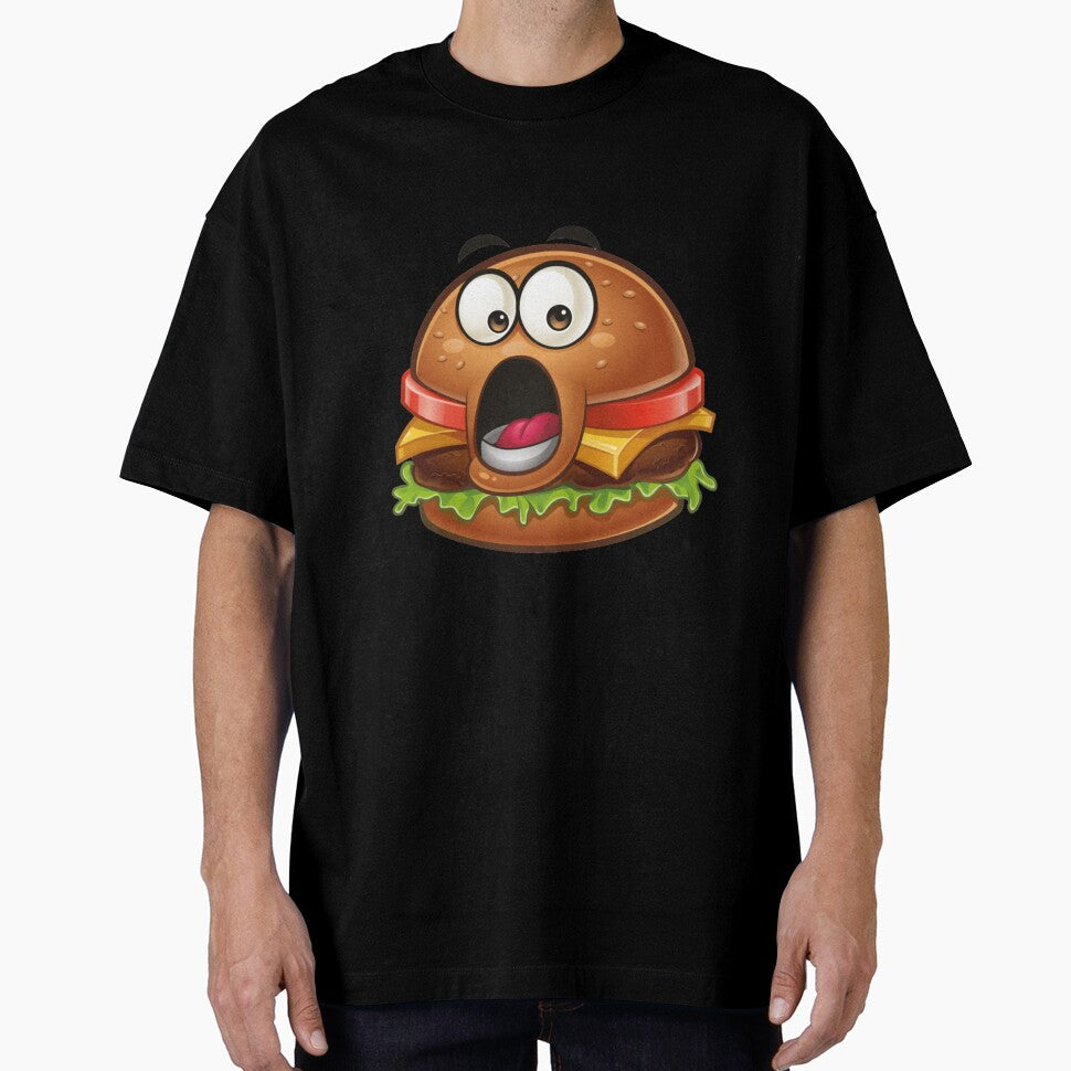 Surprised Cartoon Burger Face – Funny Food Emoji by CELESTIAL©️