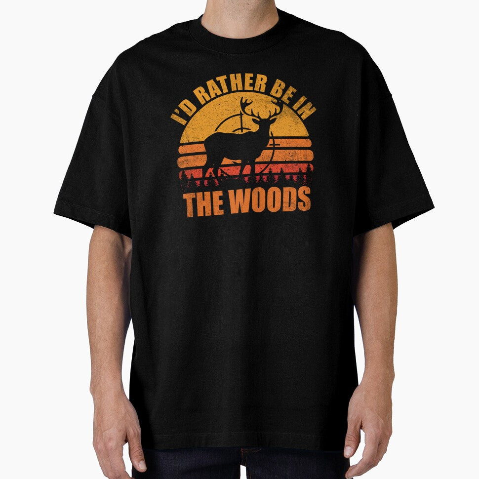 Funny Vintage Deer I'd Rather Be In The Woods Deer Hunting by taaddison50