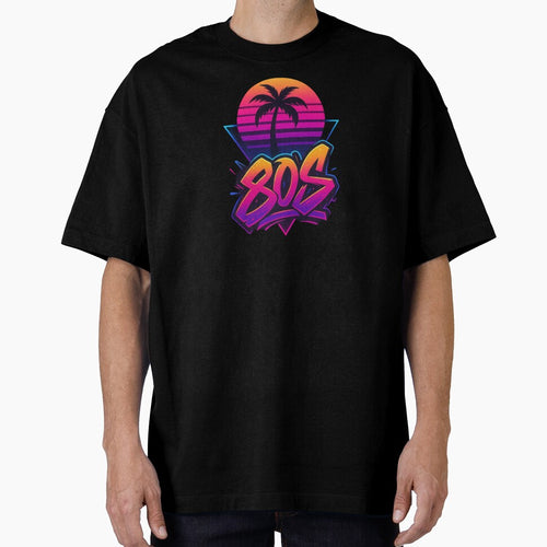 80s Retro Sunset Graffiti – Neon Palm Tree Synthwave Design by DPSz