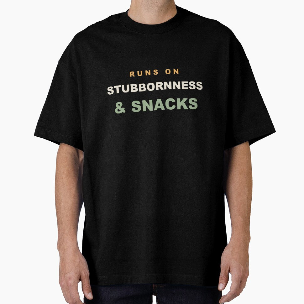 Runs On Stubbornness & Snacks - Funny Running by RetroThreadWorks