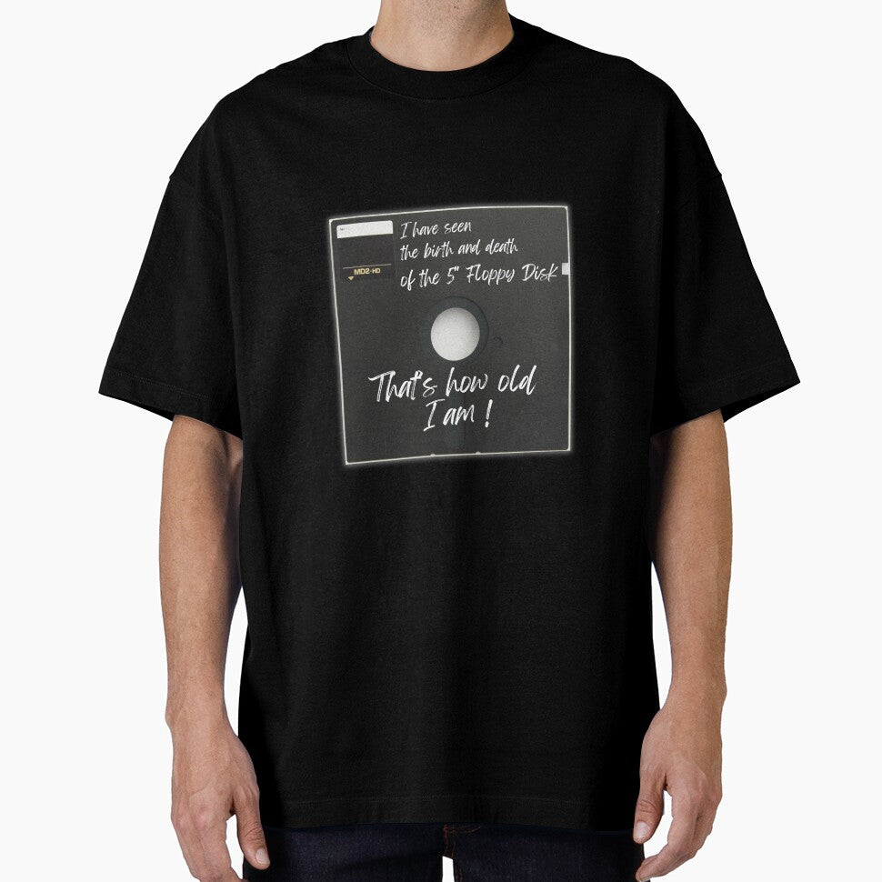 Retro Tech Enthusiast T-Shirt - Birth and Death of the 5" Floppy Disk by Reichcorp
