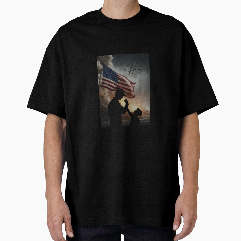 Heroes United: Flag, Father, Son by ValorVerse Unisex , , , Long Sleeve Tee