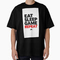 Eat Sleep Game Repeat Bold Gamer Text Shirt by Petringo